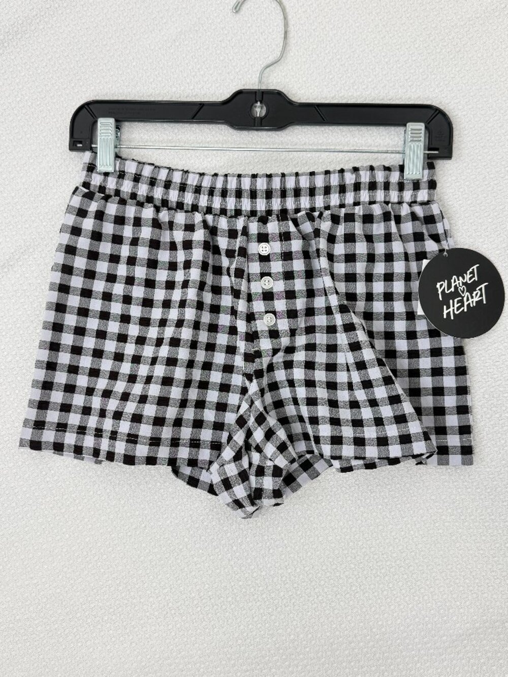 Black White Gingham Boxer Shorts Plaid Pull On Planet Heart NWT Juniors SM